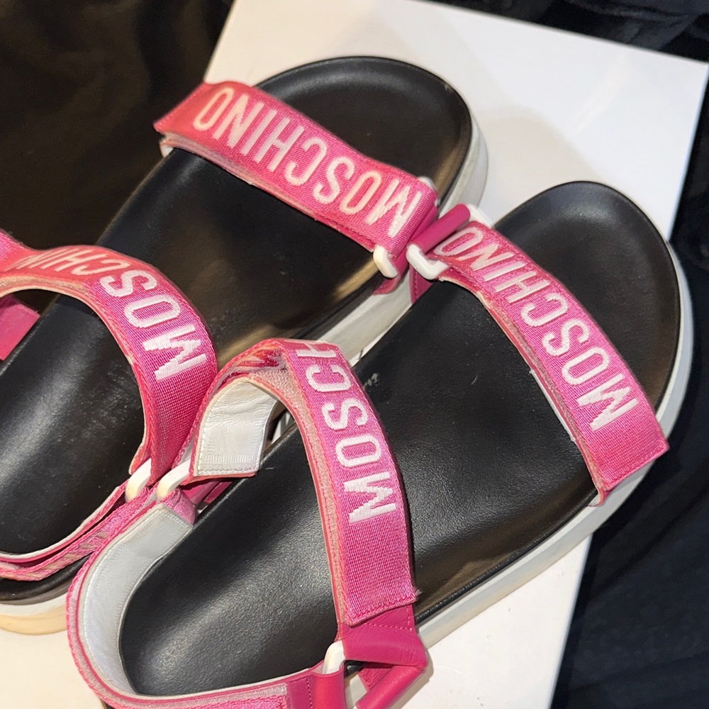 Moschino Pink Logo Strap Women’s Sandals